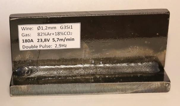 Carbon Steel welding using 82% Ar + 18% CO2 - double pulse